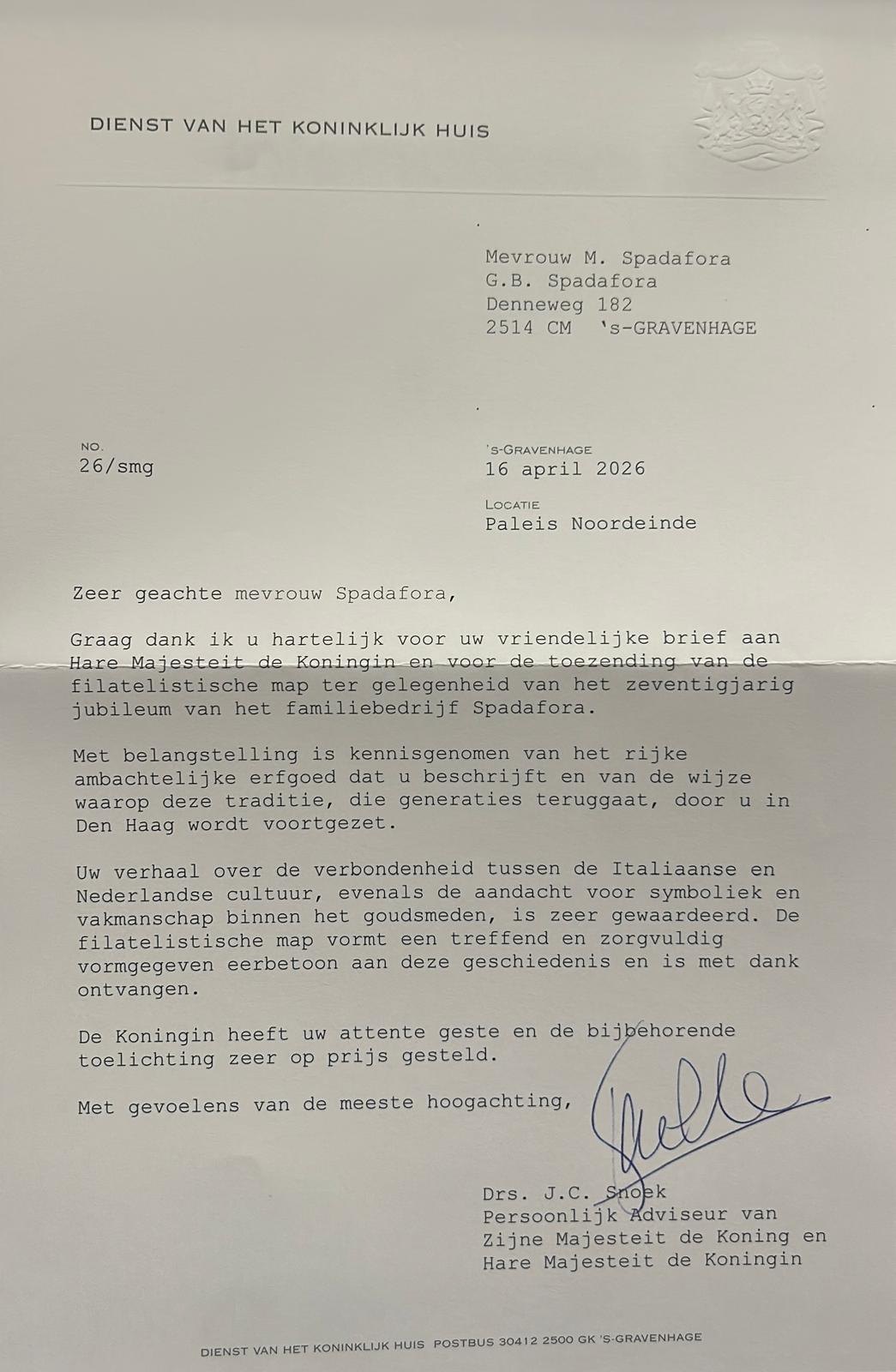 lettera Casa Reale